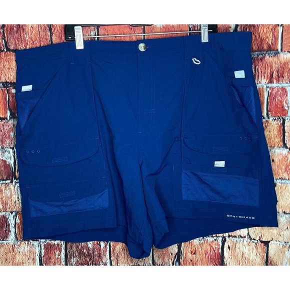 Columbia PFG Omni-Shield Quick Dry Cargo Fishing Blue Shorts Men's Size 44 W - Picture 1 of 6